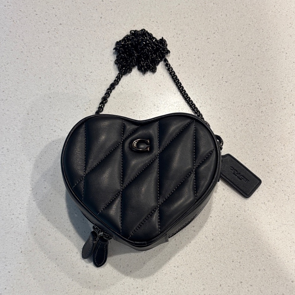 Coach Quilted Black Heart Crossbody Bag